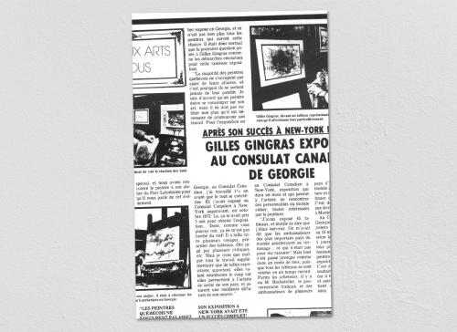 Article d'un journal qui résume le succès que Gilles gingras a connu lors de l'exposition au Consulat canadien de Géorgie.