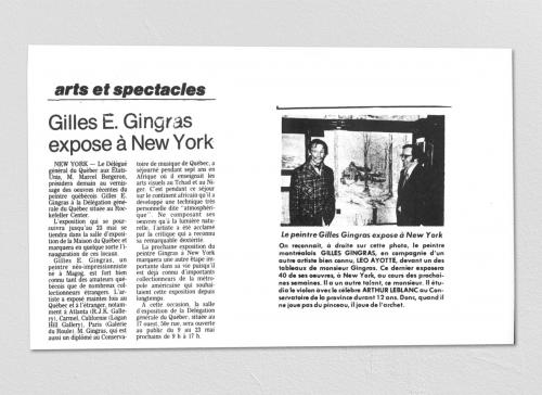 Gilles E.Gingras Exposition New York
